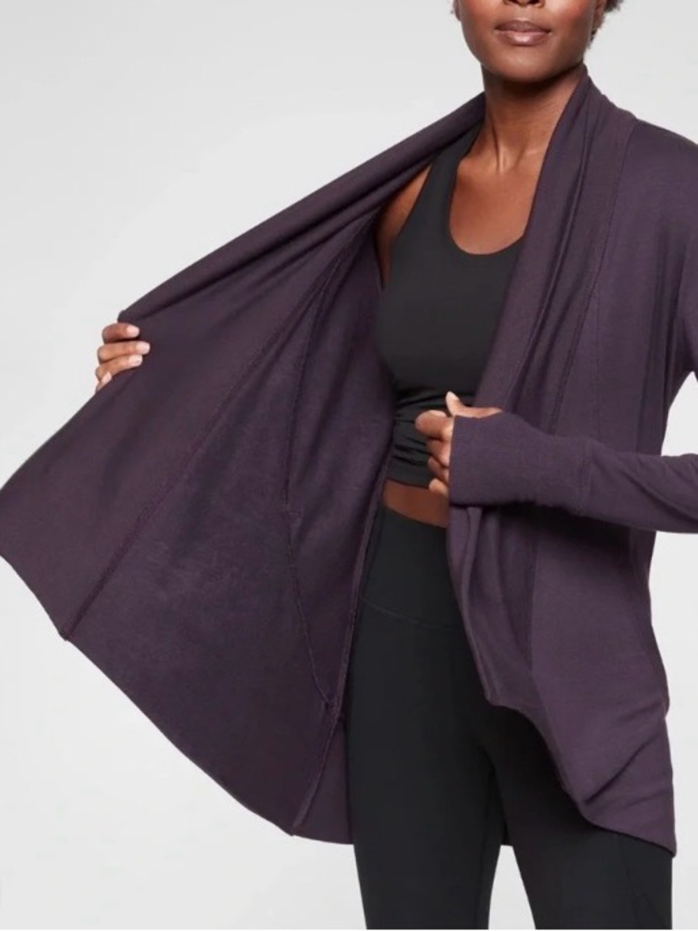 Athleta Open-Front Cardigan Sweater - Plum